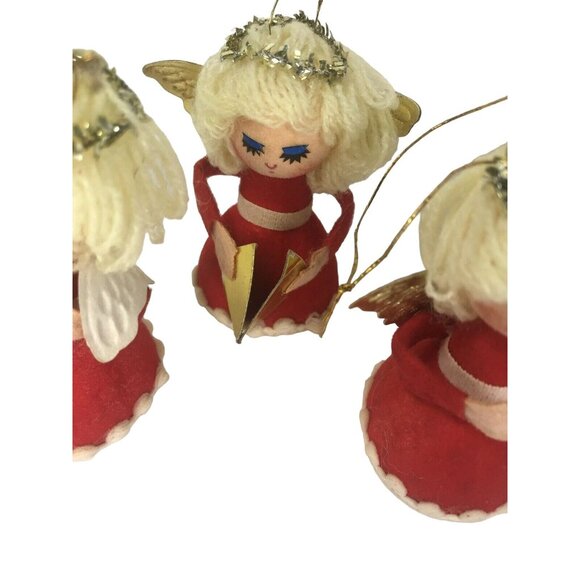 Vintage Blonde Choir Angels Christmas Ornament Decoration Flocked Foam Taiwan - Picture 2 of 12